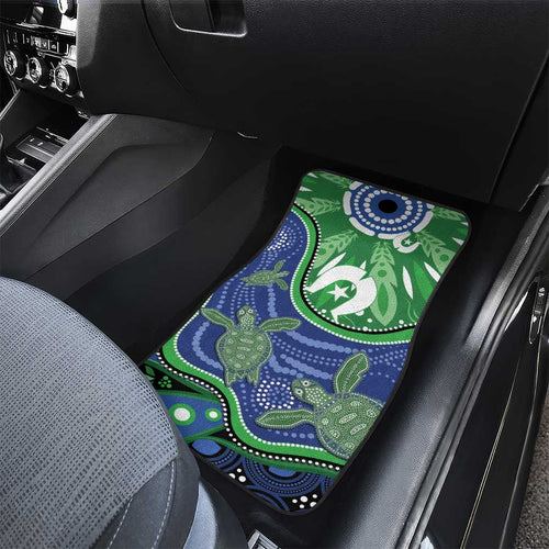 Torres Strait Islands Car Mats Dhari Turtles Sea Animal Aboriginal Dot Art
