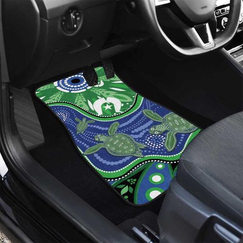 Torres Strait Islands Car Mats Dhari Turtles Sea Animal Aboriginal Dot Art