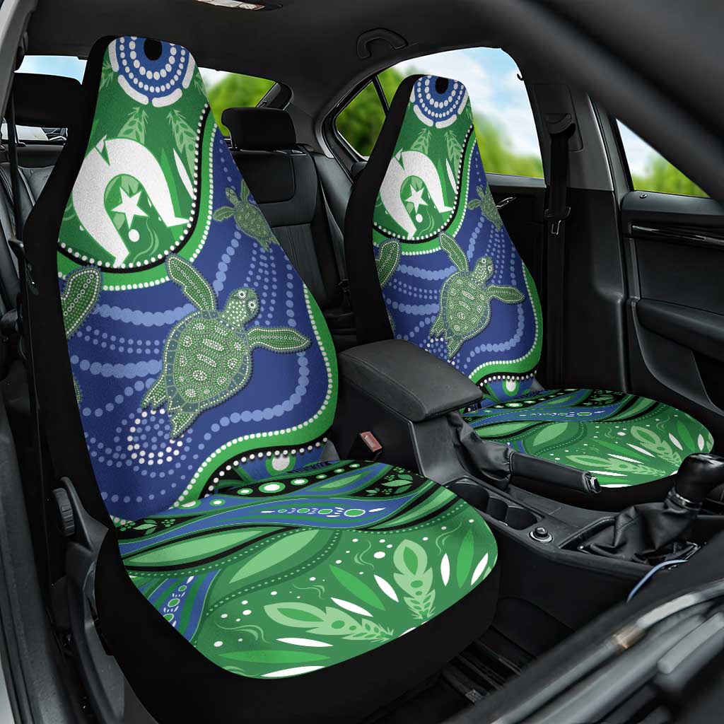 Torres Strait Islands Car Seat Cover Dhari Turtles Sea Animal Aboriginal Dot Art