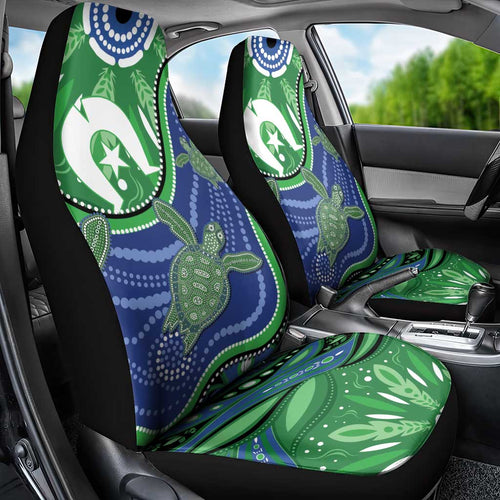 Torres Strait Islands Car Seat Cover Dhari Turtles Sea Animal Aboriginal Dot Art