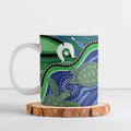 Torres Strait Islands Ceramic Mug Dhari Turtles Sea Animal Aboriginal Dot Art