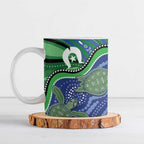 Torres Strait Islands Ceramic Mug Dhari Turtles Sea Animal Aboriginal Dot Art