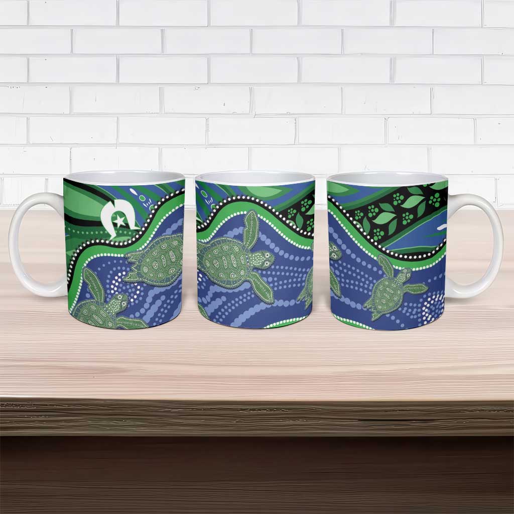 Torres Strait Islands Ceramic Mug Dhari Turtles Sea Animal Aboriginal Dot Art
