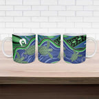 Torres Strait Islands Ceramic Mug Dhari Turtles Sea Animal Aboriginal Dot Art