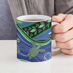 Torres Strait Islands Ceramic Mug Dhari Turtles Sea Animal Aboriginal Dot Art