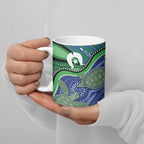 Torres Strait Islands Ceramic Mug Dhari Turtles Sea Animal Aboriginal Dot Art