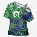 Torres Strait Islands Cross Shoulder Shirt Dhari Turtles Sea Animal Aboriginal Dot Art