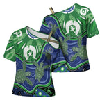 Torres Strait Islands Cross Shoulder Shirt Dhari Turtles Sea Animal Aboriginal Dot Art
