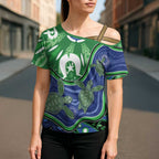 Torres Strait Islands Cross Shoulder Shirt Dhari Turtles Sea Animal Aboriginal Dot Art