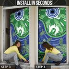 Torres Strait Islands Door Cover Dhari Turtles Sea Animal Aboriginal Dot Art