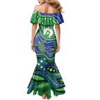 Torres Strait Islands Family Matching Mermaid Dress and Hawaiian Shirt Dhari Turtles Sea Animal Aboriginal Dot Art