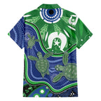 Torres Strait Islands Family Matching Off The Shoulder Long Sleeve Dress and Hawaiian Shirt Dhari Turtles Sea Animal Aboriginal Dot Art
