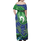 Torres Strait Islands Family Matching Off Shoulder Maxi Dress and Hawaiian Shirt Dhari Turtles Sea Animal Aboriginal Dot Art