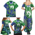 Torres Strait Islands Family Matching Summer Maxi Dress and Hawaiian Shirt Dhari Turtles Sea Animal Aboriginal Dot Art
