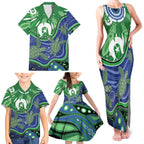Torres Strait Islands Family Matching Tank Maxi Dress and Hawaiian Shirt Dhari Turtles Sea Animal Aboriginal Dot Art