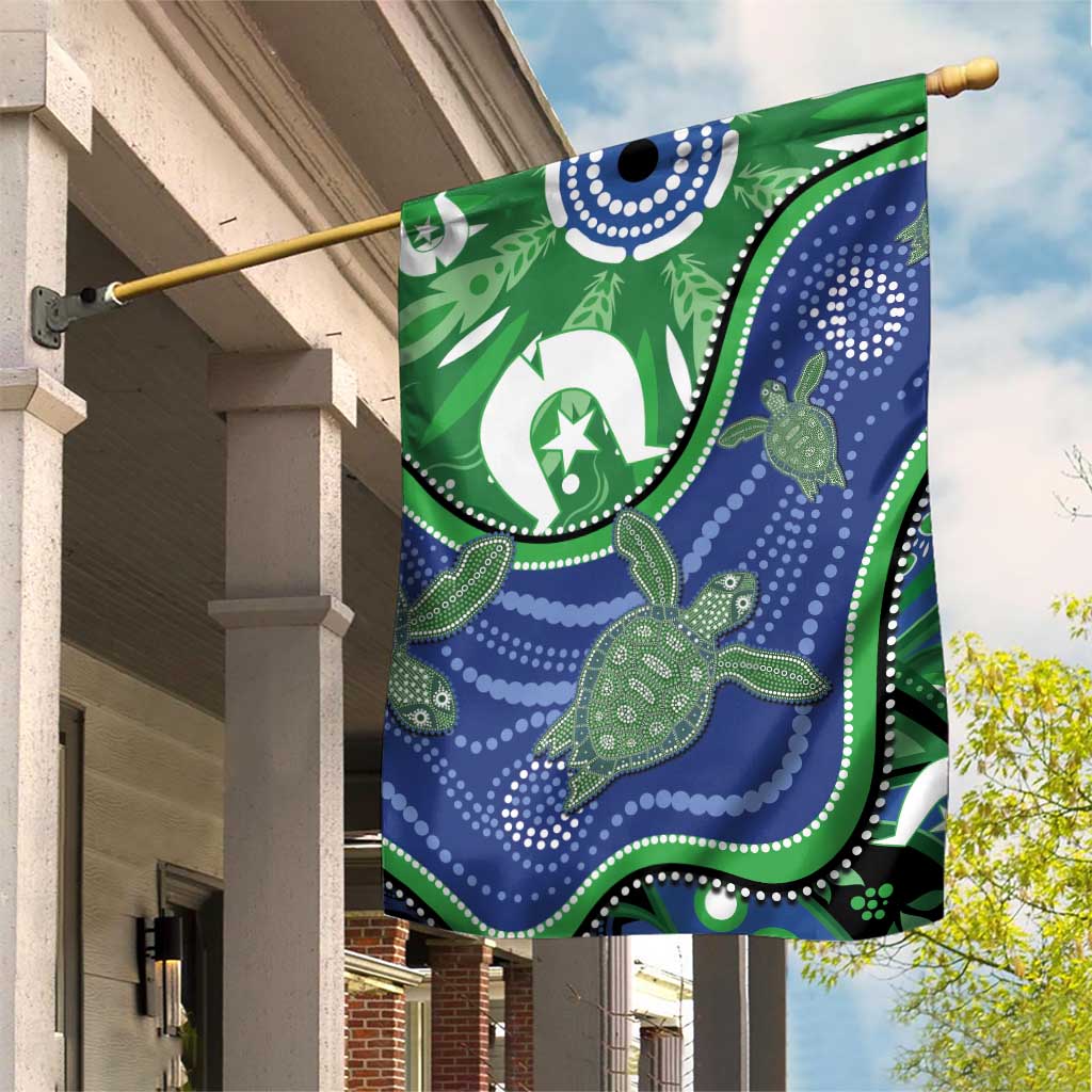Torres Strait Islands Garden Flag Dhari Turtles Sea Animal Aboriginal Dot Art