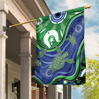 Torres Strait Islands Garden Flag Dhari Turtles Sea Animal Aboriginal Dot Art