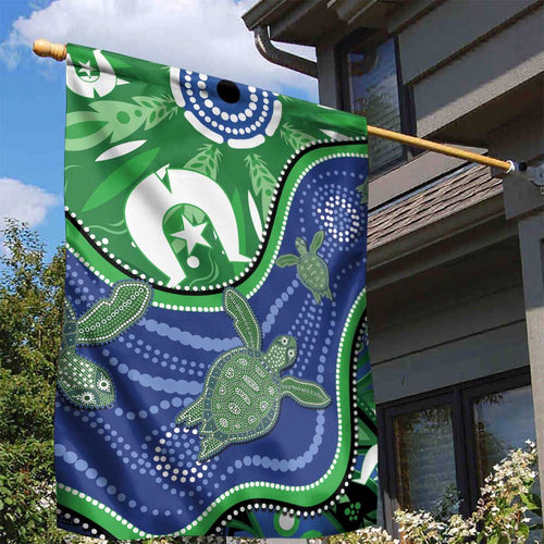 Torres Strait Islands Garden Flag Dhari Turtles Sea Animal Aboriginal Dot Art