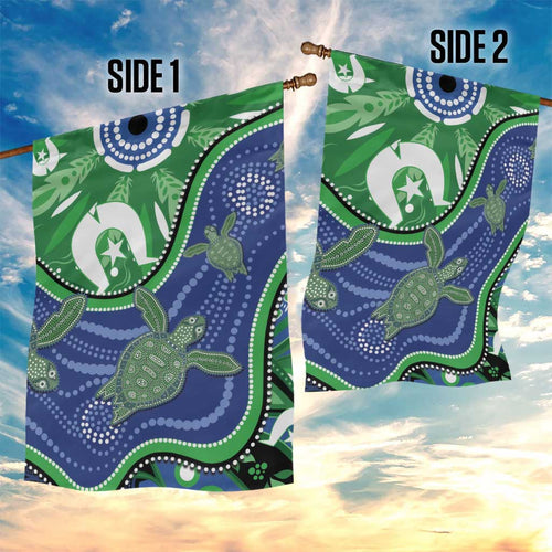 Torres Strait Islands Garden Flag Dhari Turtles Sea Animal Aboriginal Dot Art