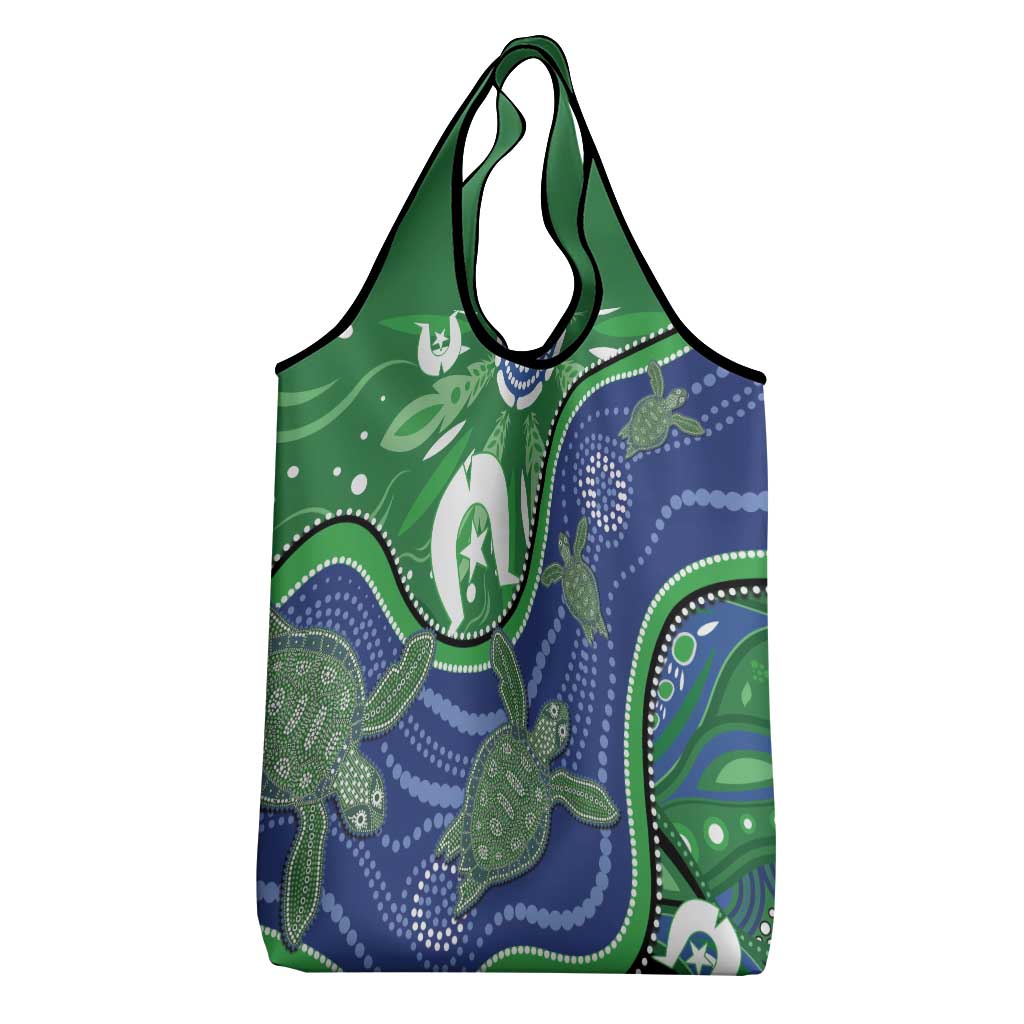 Torres Strait Islands Grocery Bag Dhari Turtles Sea Animal Aboriginal Dot Art