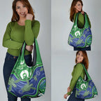 Torres Strait Islands Grocery Bag Dhari Turtles Sea Animal Aboriginal Dot Art