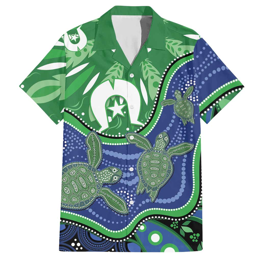 Torres Strait Islands Hawaiian Shirt Dhari Turtles Sea Animal Aboriginal Dot Art
