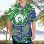 Torres Strait Islands Hawaiian Shirt Dhari Turtles Sea Animal Aboriginal Dot Art