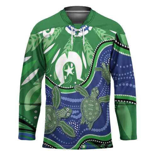 Torres Strait Islands Hockey Jersey Dhari Turtles Sea Animal Aboriginal Dot Art