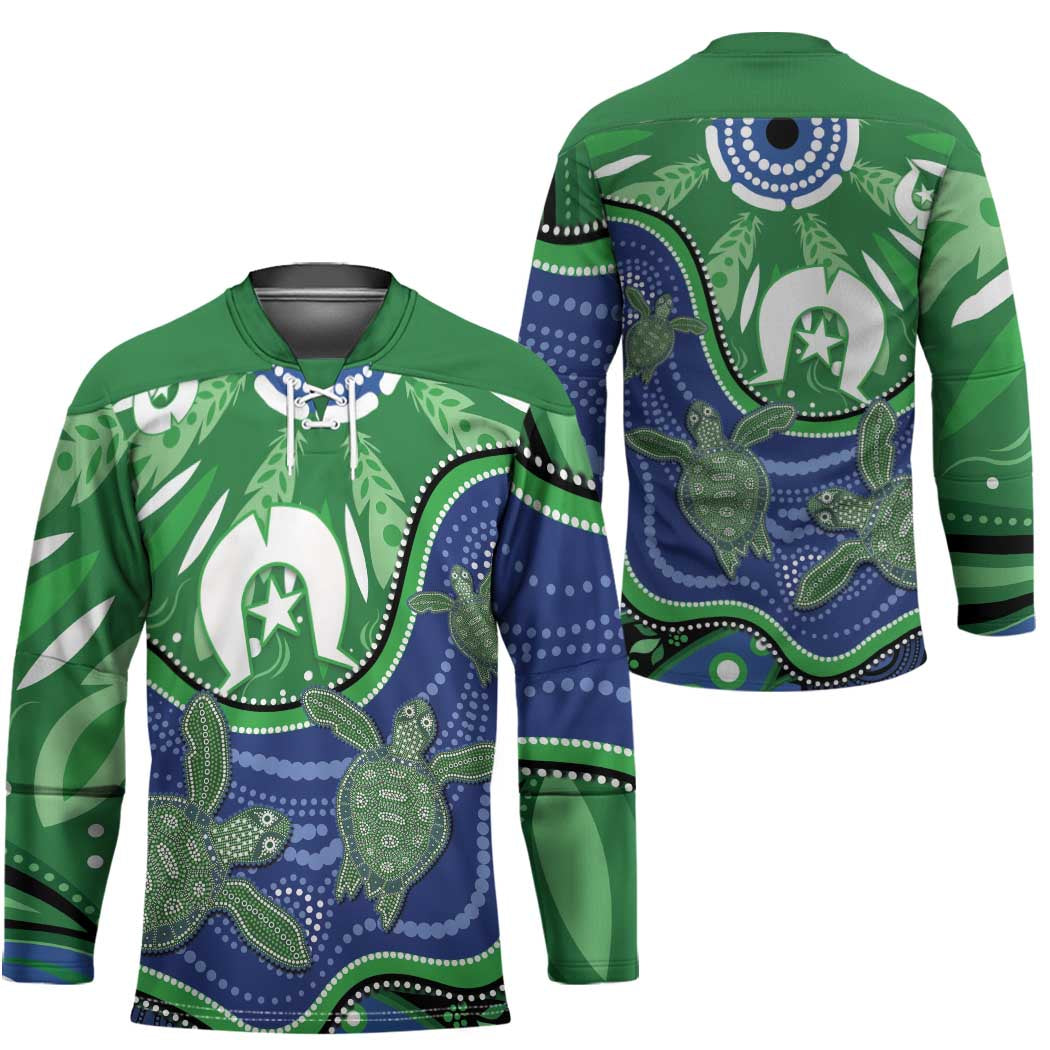 Torres Strait Islands Hockey Jersey Dhari Turtles Sea Animal Aboriginal Dot Art