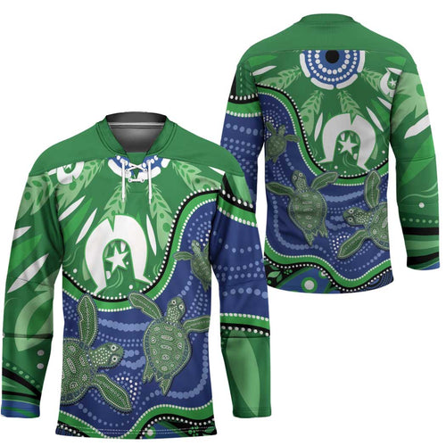 Torres Strait Islands Hockey Jersey Dhari Turtles Sea Animal Aboriginal Dot Art