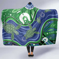 Torres Strait Islands Hooded Blanket Dhari Turtles Sea Animal Aboriginal Dot Art