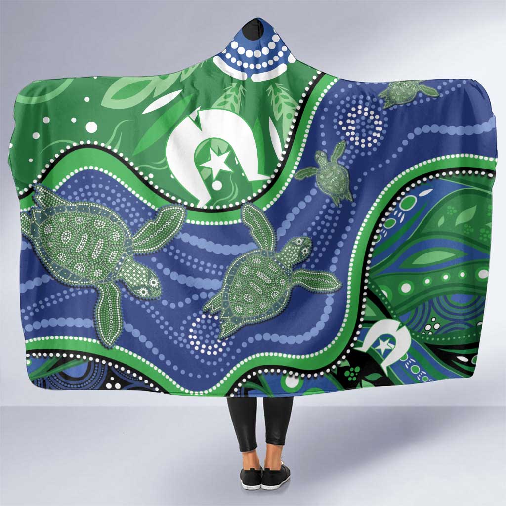 Torres Strait Islands Hooded Blanket Dhari Turtles Sea Animal Aboriginal Dot Art