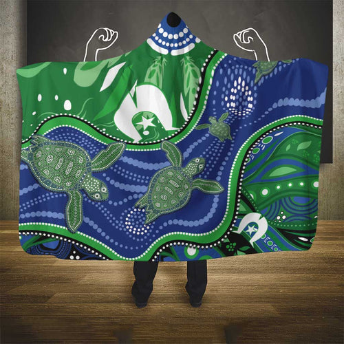 Torres Strait Islands Hooded Blanket Dhari Turtles Sea Animal Aboriginal Dot Art