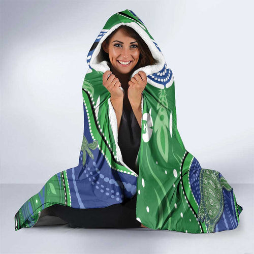 Torres Strait Islands Hooded Blanket Dhari Turtles Sea Animal Aboriginal Dot Art