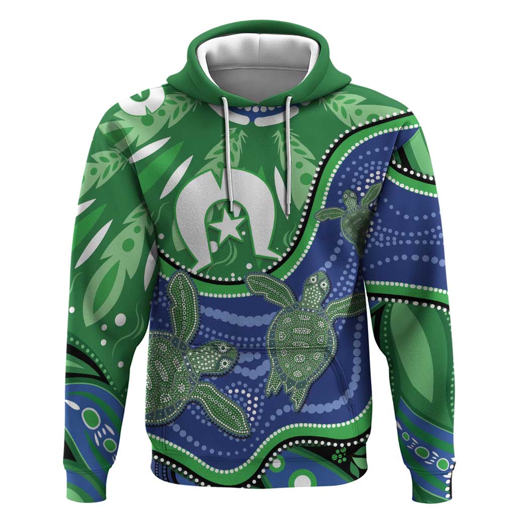 Torres Strait Islands Hoodie Dhari Turtles Sea Animal Aboriginal Dot Art