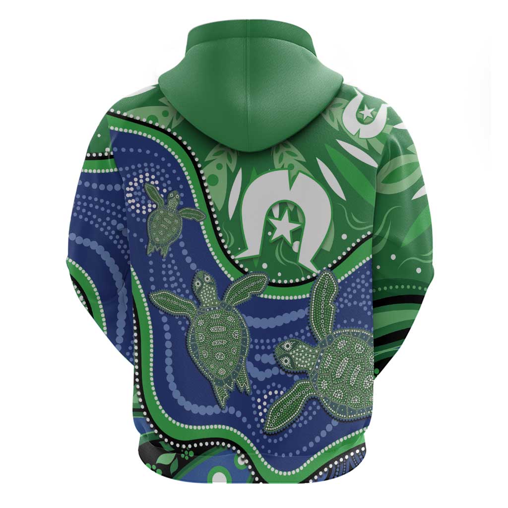 Torres Strait Islands Hoodie Dhari Turtles Sea Animal Aboriginal Dot Art