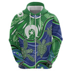 Torres Strait Islands Hoodie Dhari Turtles Sea Animal Aboriginal Dot Art