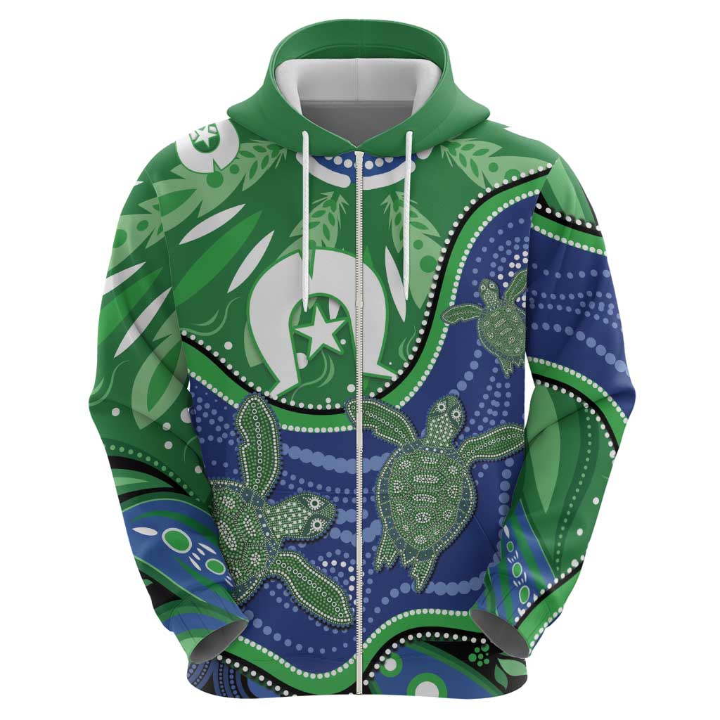 Torres Strait Islands Hoodie Dhari Turtles Sea Animal Aboriginal Dot Art