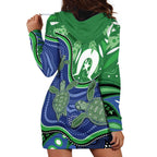 Torres Strait Islands Hoodie Dress Dhari Turtles Sea Animal Aboriginal Dot Art