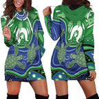 Torres Strait Islands Hoodie Dress Dhari Turtles Sea Animal Aboriginal Dot Art