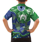 Torres Strait Islands Kid Hawaiian Shirt Dhari Turtles Sea Animal Aboriginal Dot Art