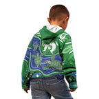 Torres Strait Islands Kid Hoodie Dhari Turtles Sea Animal Aboriginal Dot Art