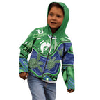 Torres Strait Islands Kid Hoodie Dhari Turtles Sea Animal Aboriginal Dot Art