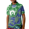 Torres Strait Islands Kid Polo Shirt Dhari Turtles Sea Animal Aboriginal Dot Art