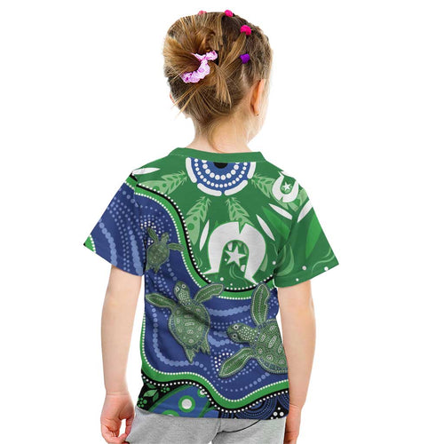 Torres Strait Islands Kid T Shirt Dhari Turtles Sea Animal Aboriginal Dot Art