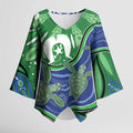 Torres Strait Islands Kimono Sleeve Blouse Dhari Turtles Sea Animal Aboriginal Dot Art