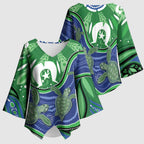 Torres Strait Islands Kimono Sleeve Blouse Dhari Turtles Sea Animal Aboriginal Dot Art