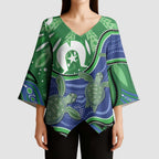 Torres Strait Islands Kimono Sleeve Blouse Dhari Turtles Sea Animal Aboriginal Dot Art