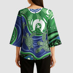 Torres Strait Islands Kimono Sleeve Blouse Dhari Turtles Sea Animal Aboriginal Dot Art