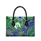 Torres Strait Islands Leather Bag Dhari Turtles Sea Animal Aboriginal Dot Art